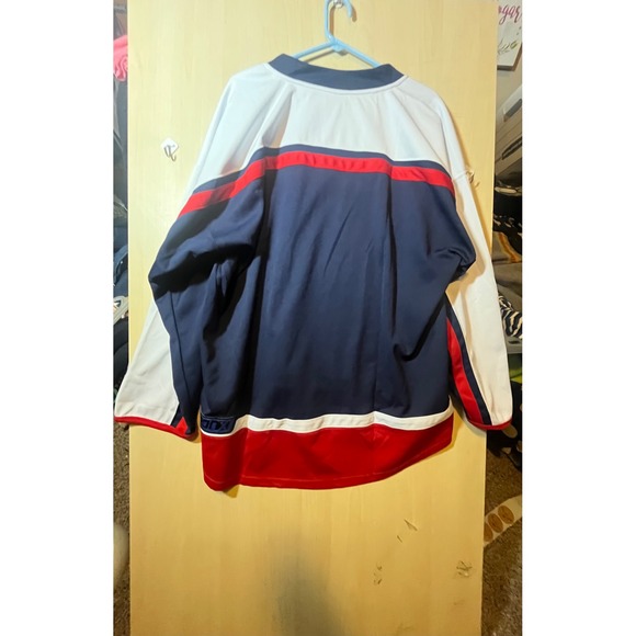 TRONX Mens‎ Hockey Jersey Navy Red White XL Long Sleeve V Neck - Picture 2 of 5